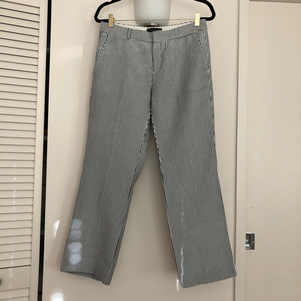 Banana Republic Seersucker ankle pant, navy, 4L